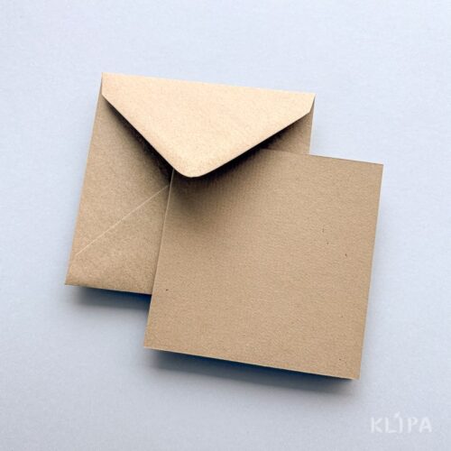 Set plicuri maro reciclate patrate si baza felicitare kraft reciclat